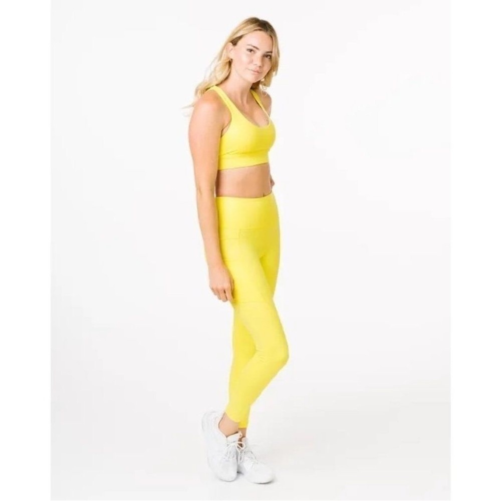 ZYIA- Neon Yellow Metallic Light n Tight High Rise Leggings 6-8